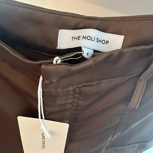 BNWT chocolate brown “mocha” Milan satin cargo The Noli Shop pants 4 - Picture 7 of 8